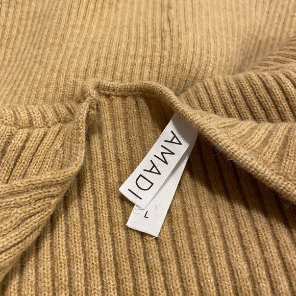 Amadi Anthropologie Women’s Alma Cozy Cardigan Ribbed Belted Tan Size L - Picture 7 of 10